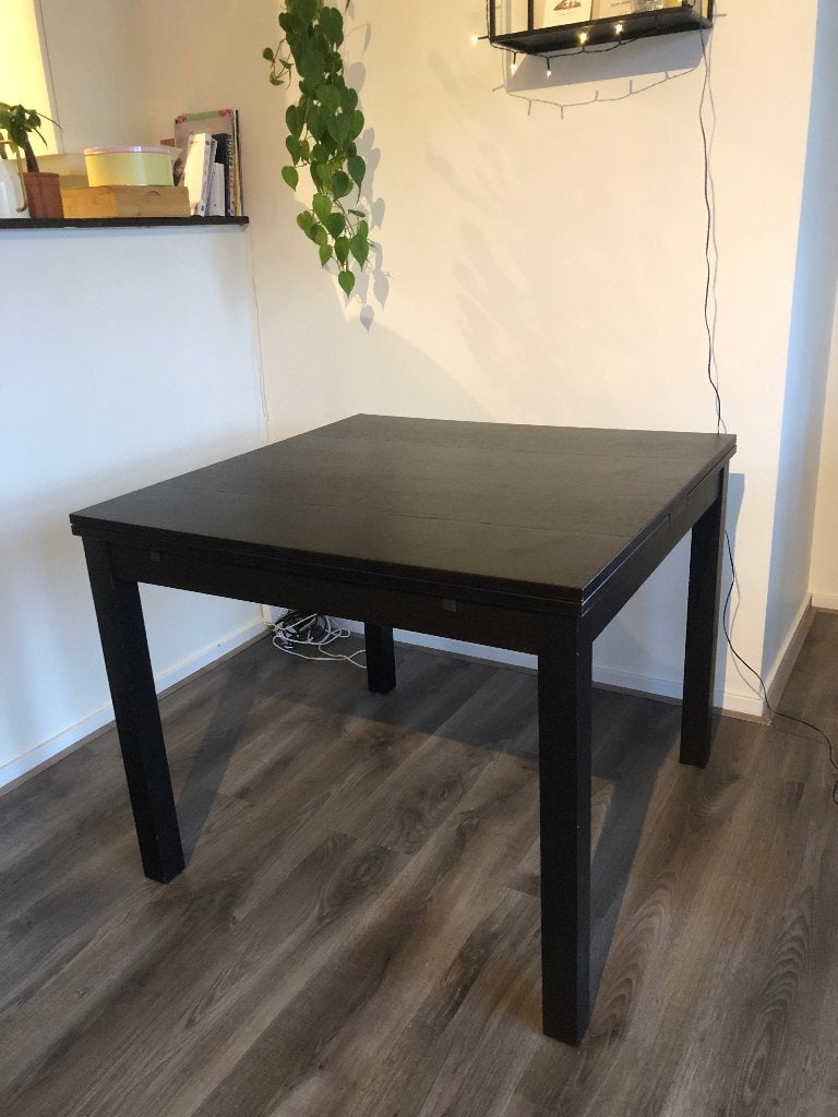 Uitschuifbare Ikea tafel, Ophalen, Gebruikt, 50 tot 100 cm, Vierkant
