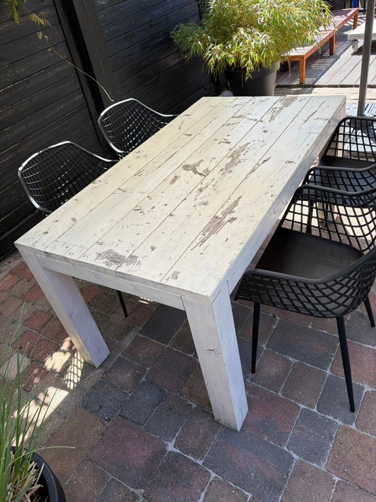 Steigerhouten tuintafel 160x90, Ophalen, Gebruikt, Rechthoekig, Hout