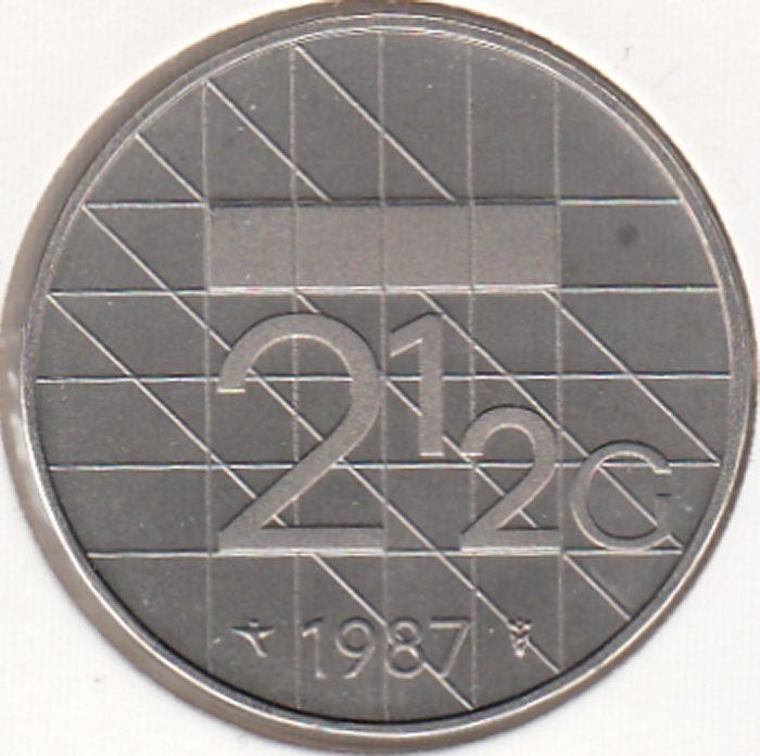 Nederland Rijksdaalder 1987 Beatrix UNC in munthouder, Ophalen of Verzenden, Koningin Beatrix, 2½ gulden, Losse munt
