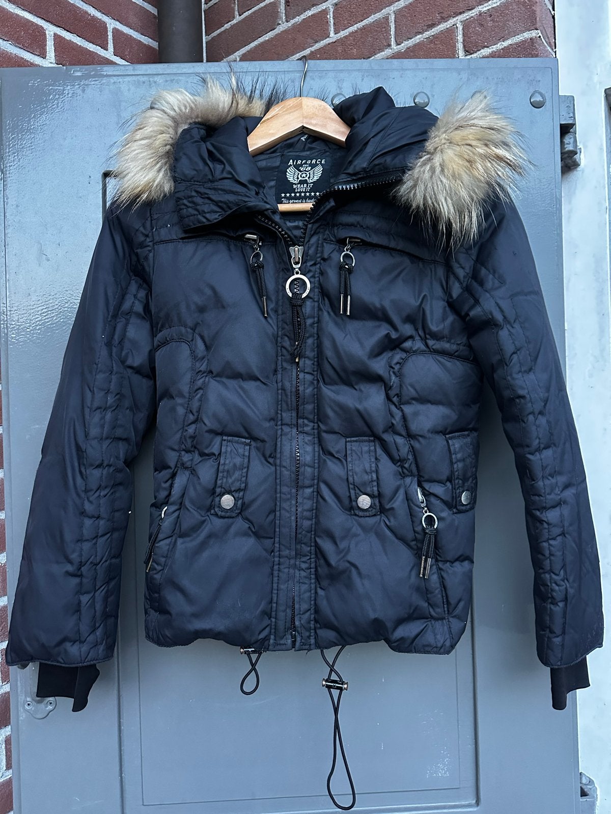 Airforce winterjas met bontkraag - Maat: Leeftijd 10jr, Ophalen of Verzenden, Zo goed als nieuw, Jongen, Jas