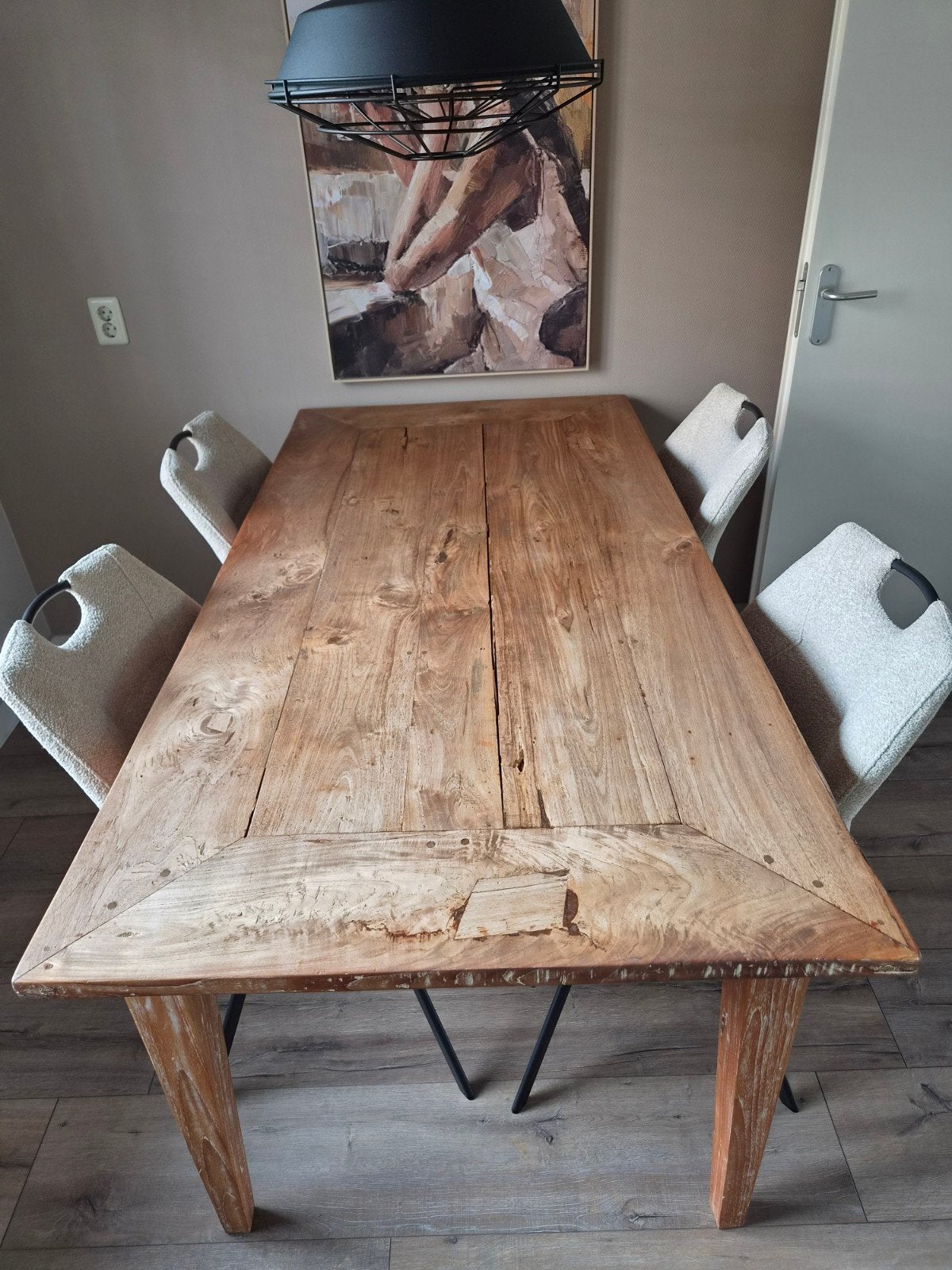 Zware Teakhouten Tafel met Bijpassend Bankje, Ophalen, Teakhout, 50 tot 100 cm, Zo goed als nieuw