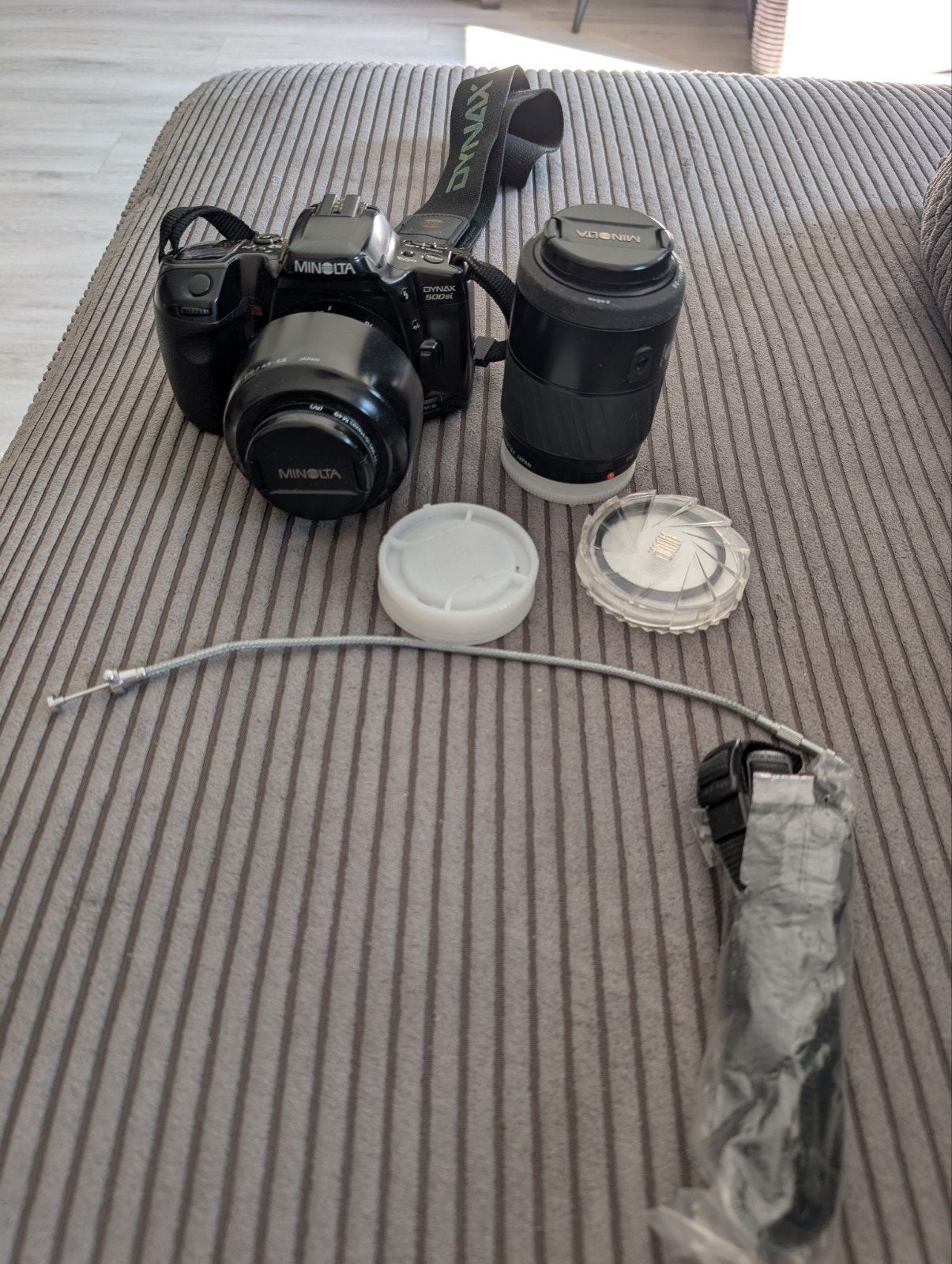 Minolta Dynax 500si spiegelreflexcamera met 2 lenzen, Ophalen of Verzenden, Gebruikt, Spiegelreflex, Minolta