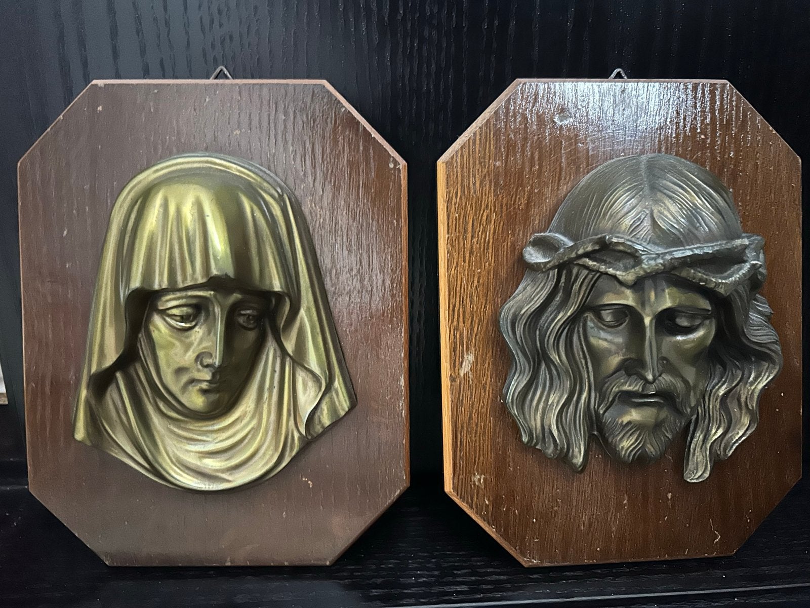 Vintage religieuze wanddecoratie: Jezus en Maria, Antiek en Kunst, Ophalen of Verzenden