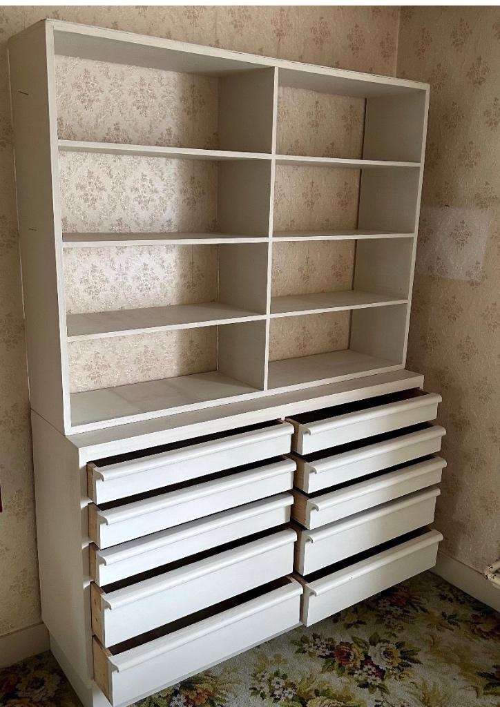 Gezellige ladenkast, Huis en Inrichting, Ophalen, Gebruikt, 100 tot 150 cm, Wit