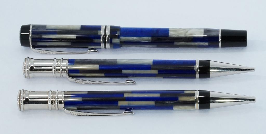 Parker Duofold Blue Mosaic 18k gouden pennen set 3 delig, Voordeelsieraden, Verzenden, Zo goed als nieuw, Info@voordeelsieraden.nl