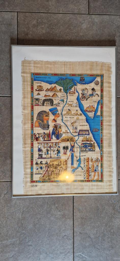 Ingelijste Egyptische papyrus, Ophalen of Verzenden, Minder dan 50 cm, 50 tot 75 cm