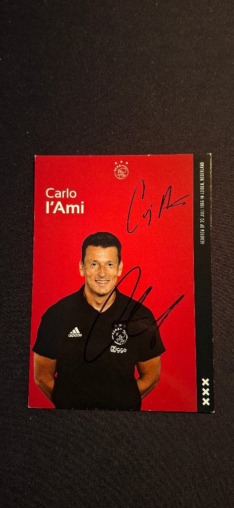 Spelerskaart met handtekening; Carlo L'Ami # Ajax Feyenoord, Ophalen of Verzenden, Nieuw, Ajax, Spelerskaart