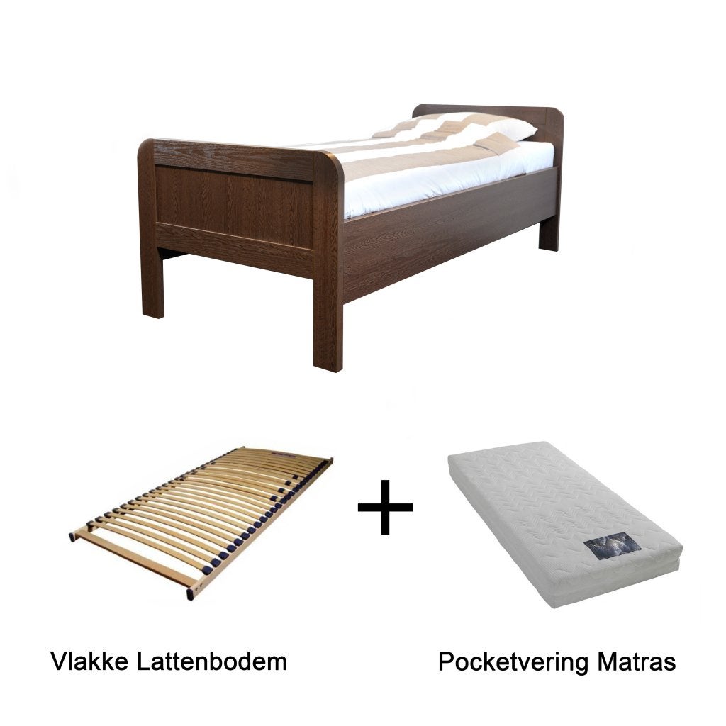 Actie 1 - Seniorenbed met vlakke bodem en matras - Walnoot, Niet ingevuld, Niet ingevuld, Niet ingevuld