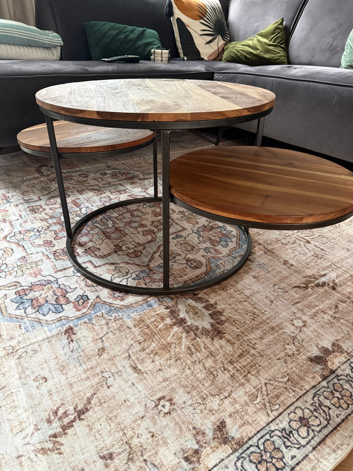 Mooie salontafel met drie bladen, Ophalen, Gebruikt, 100 tot 150 cm, Overige vormen