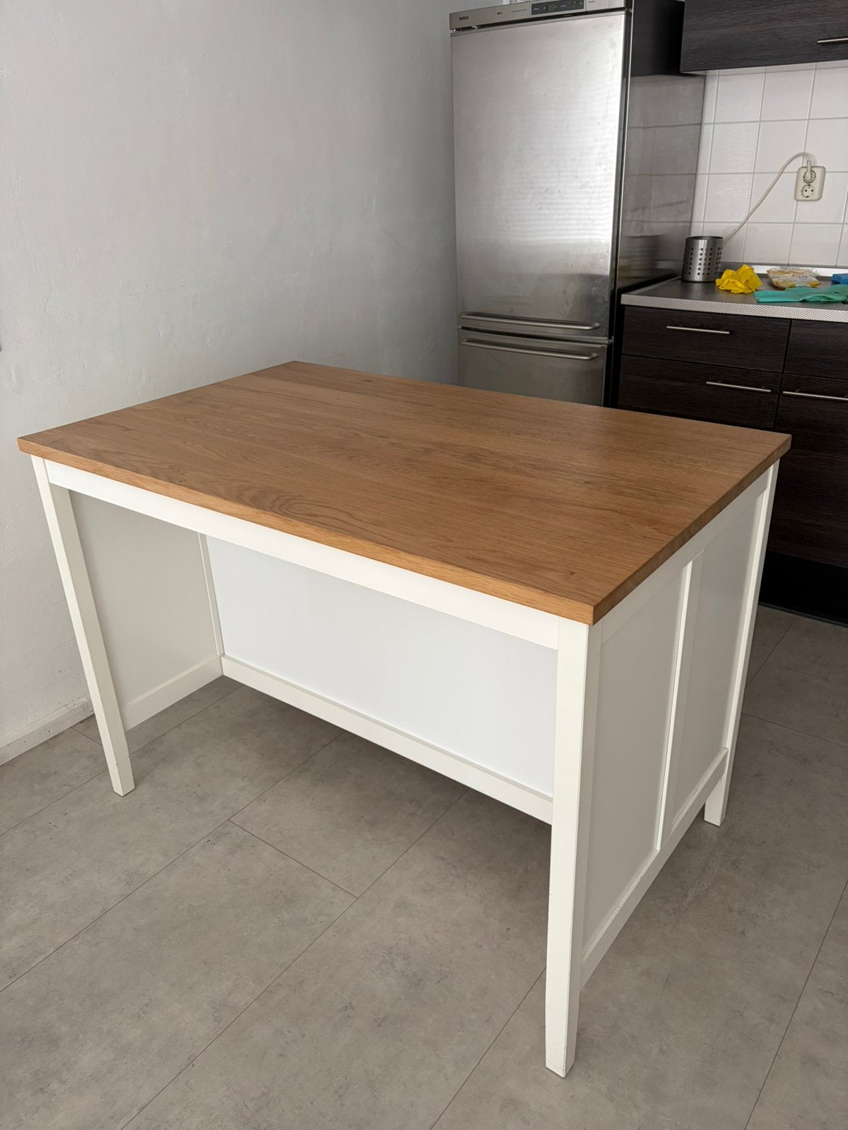 Tornviken Ikea Keukeneiland ecru/eiken, 126x77, Ophalen, 100 tot 150 cm, 75 cm of meer, Wit