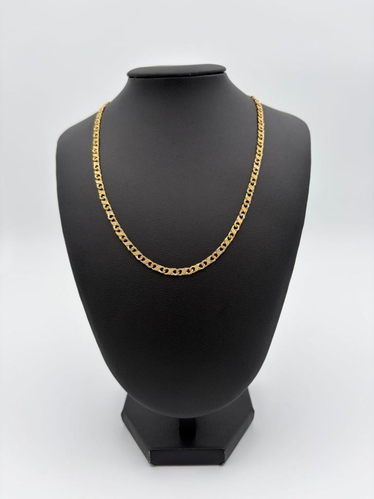 14K Goud diamond-cut curb/gourmet ketting, Sieraden, Tassen en Uiterlijk, Kettingen, Zo goed als nieuw, Goud, Goud, Verzenden