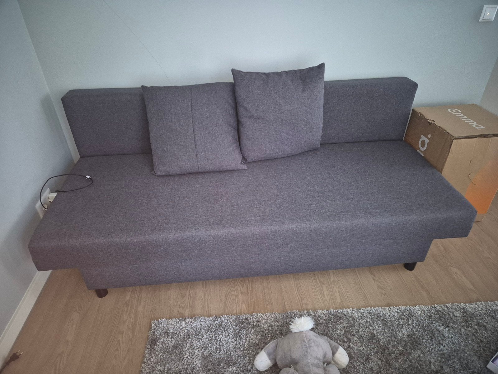 IKEA ASARUM 3-zits slaapbank, grijs, Huis en Inrichting, Ophalen, Gebruikt, Tweepersoons, 190 cm of minder