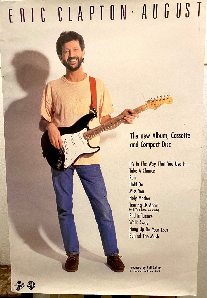 Promo Poster Eric Clapton Album August. 1986, Rechthoekig Staand, Ophalen of Verzenden, Zo goed als nieuw, A1 t/m A3
