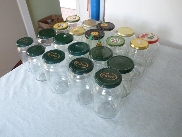 20 Hoge glazen potten met schroefdeksel voor jam inmaak, Pot, Bus of Blik, Ophalen of Verzenden, Vaatwasserbestendig, Glas