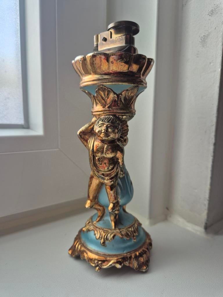 Italiaanse gasaansteker met Engelen, blauw en goud, Ophalen