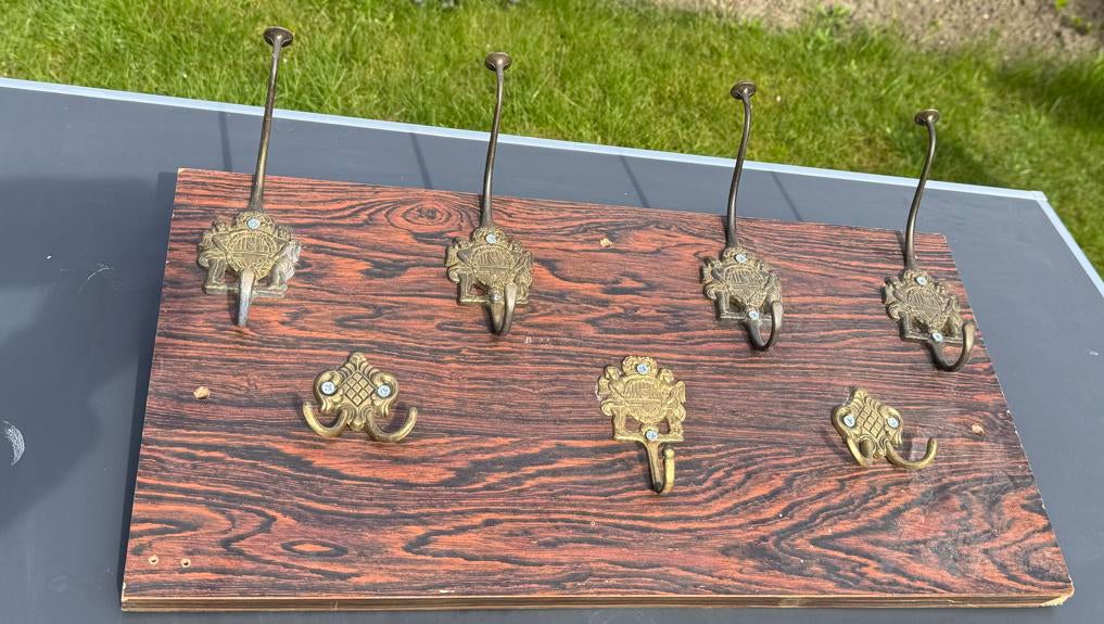 Vintage wandkapstok 7 haken, Gebruikt, Minder dan 100 cm, Hout, Ophalen