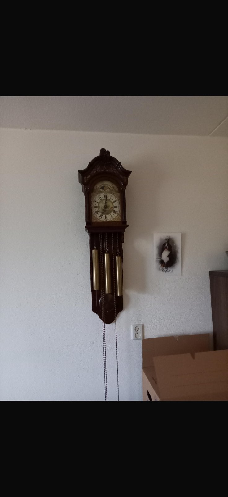 Antieke wandklok met slinger en gewichten, Antiek en Kunst, Antiek | Klokken, Ophalen of Verzenden