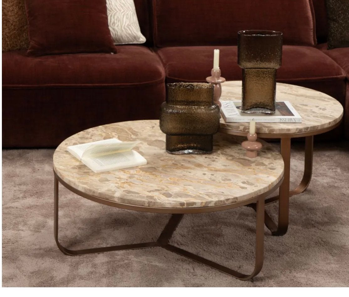 Salontafel set mayim (haco /marmer), Ophalen, Zo goed als nieuw, Rond, 50 tot 100 cm