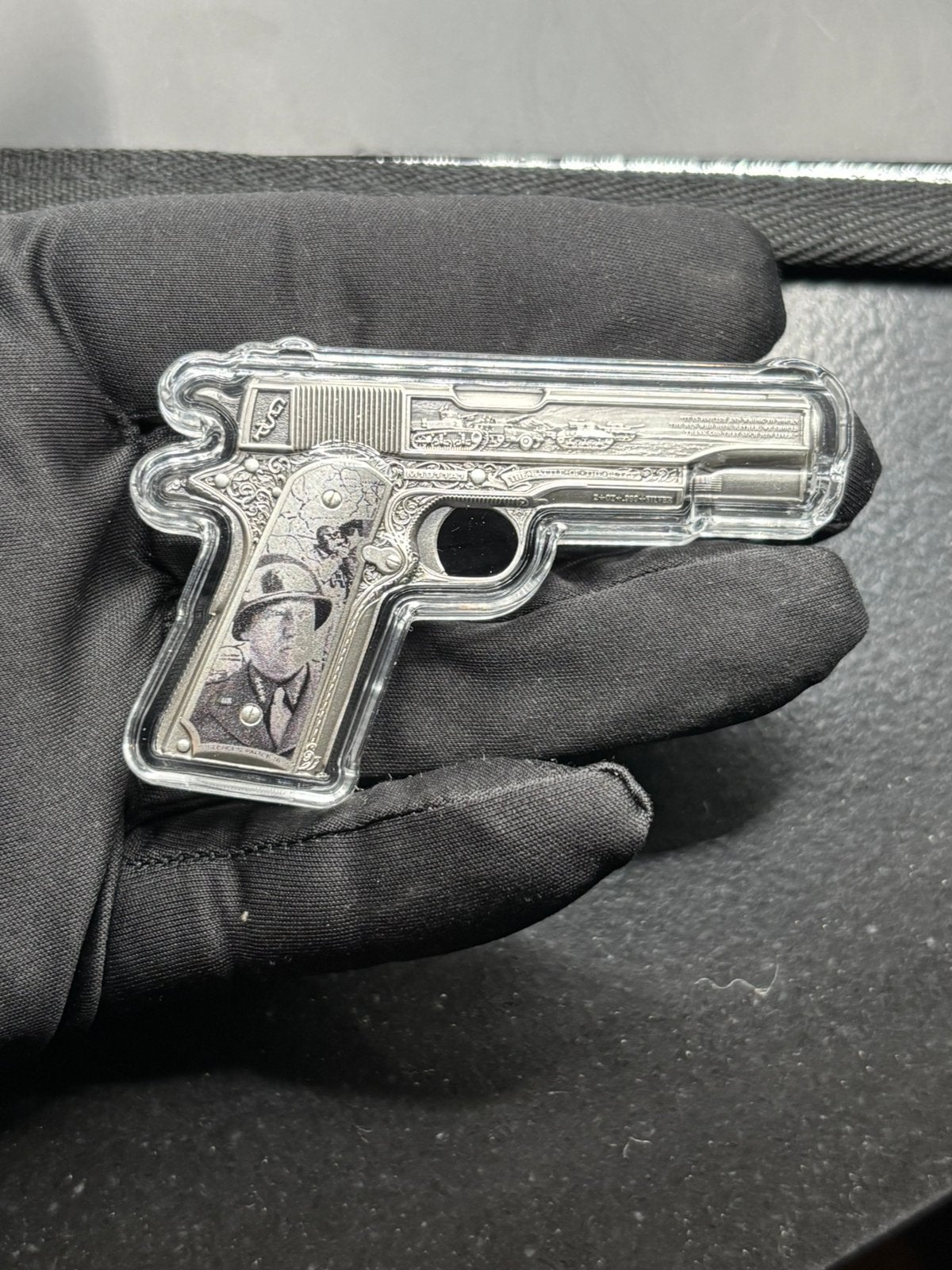 2oz pistool - gun - antiqued finish zilver prachtig stuk, Ophalen of Verzenden, Zilver