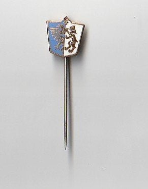 fraaie emaille speld blauw wit met adelaar en leeuw, Ophalen of Verzenden, Overige onderwerpen, Speldje of Pin