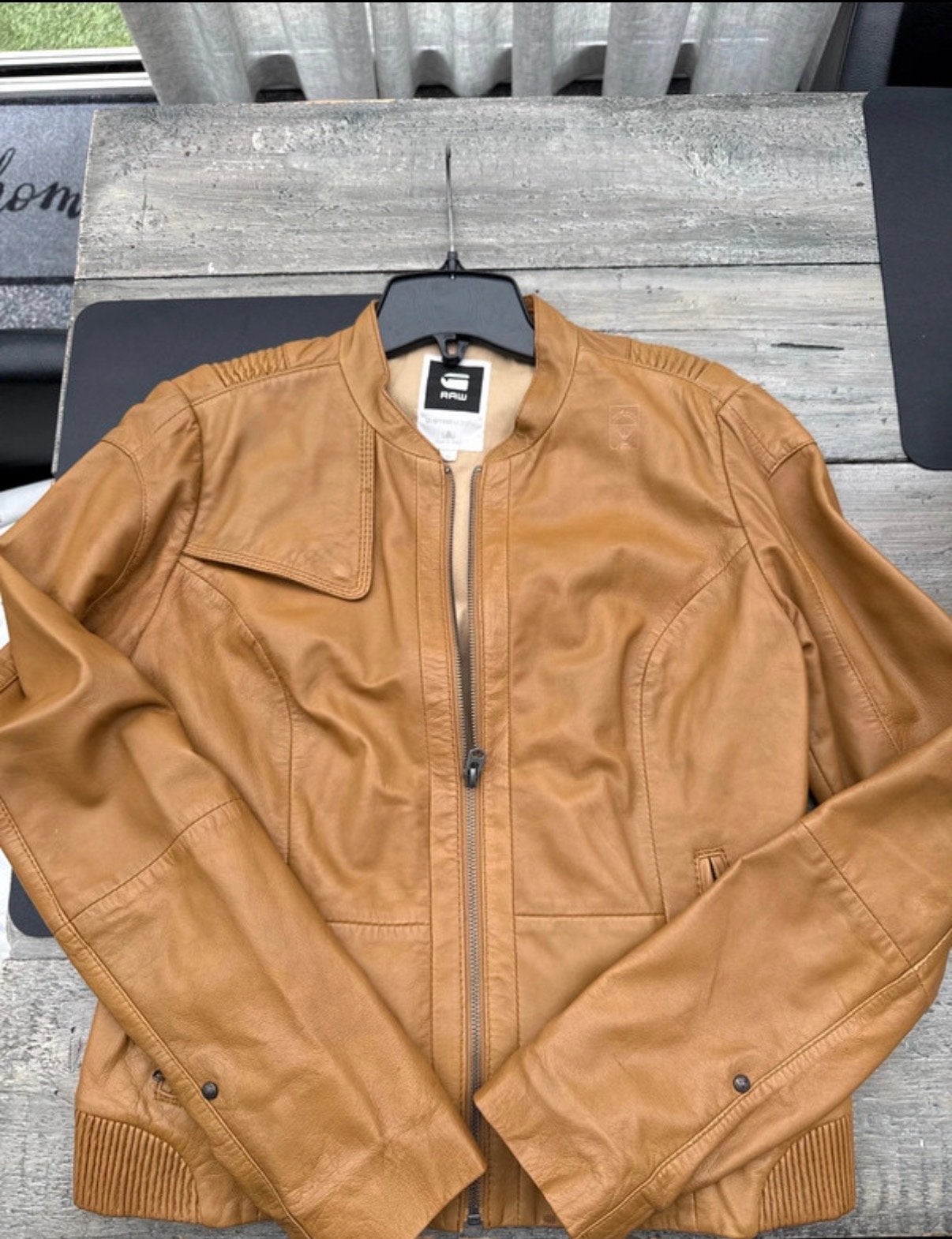 G-Star dames leren jasje, caramel beige, Ophalen of Verzenden, Gedragen, Maat 38/40 (M), Bruin