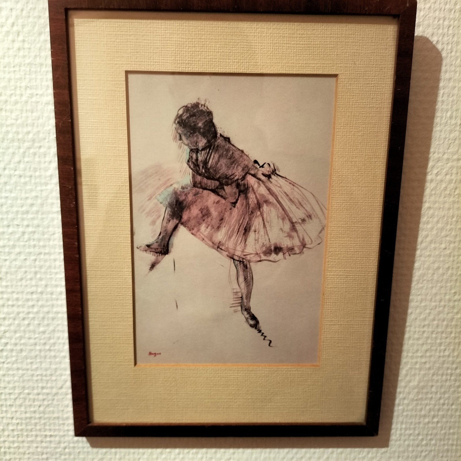 Ingelijste reproductie van Degas' ballerina, Antiek en Kunst, Ophalen of Verzenden, Reproductie, Print/reproductie, Ingelijst