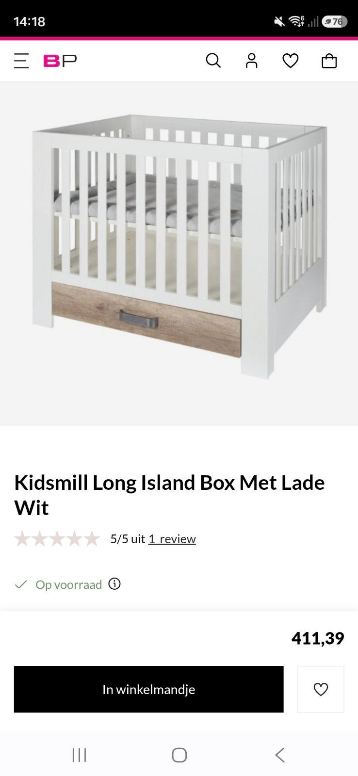 Box wit kidsmill Long Island met lade en matras - Babypark, Ophalen, Lade