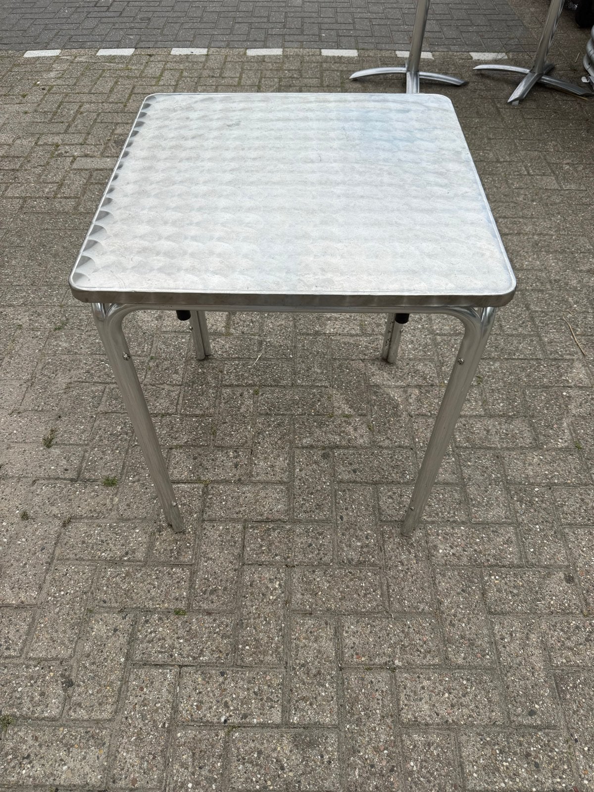 Horeca Terras: tafels 19 st.+ stoelen 4 st., aluminium, Tuin en Terras, Ophalen, Gebruikt, Eettafel, Meer dan 8 zitplaatsen