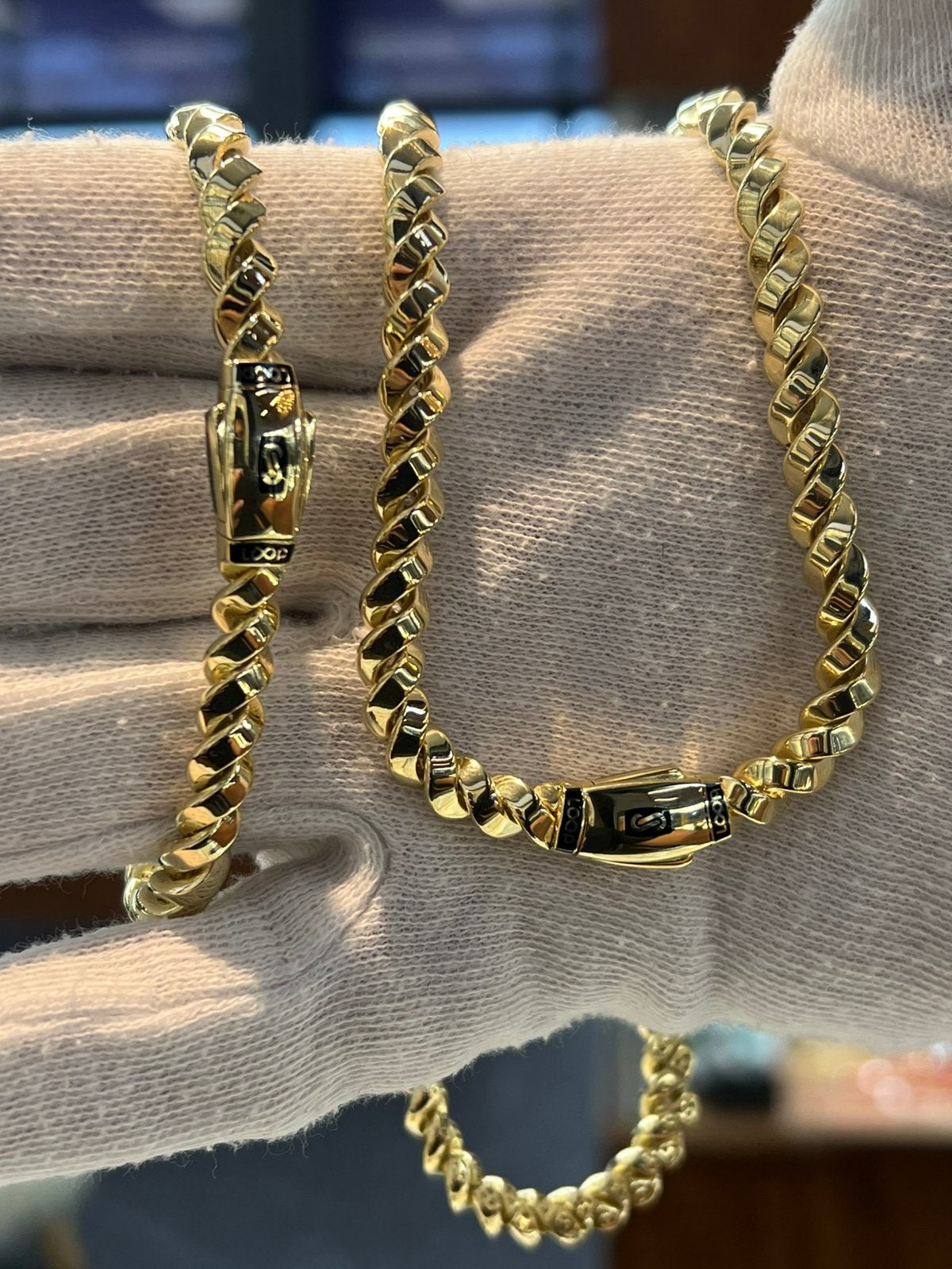 18 karaat gouden Monaco chain set ketting met armband, Ophalen of Verzenden, Nieuw, Goud