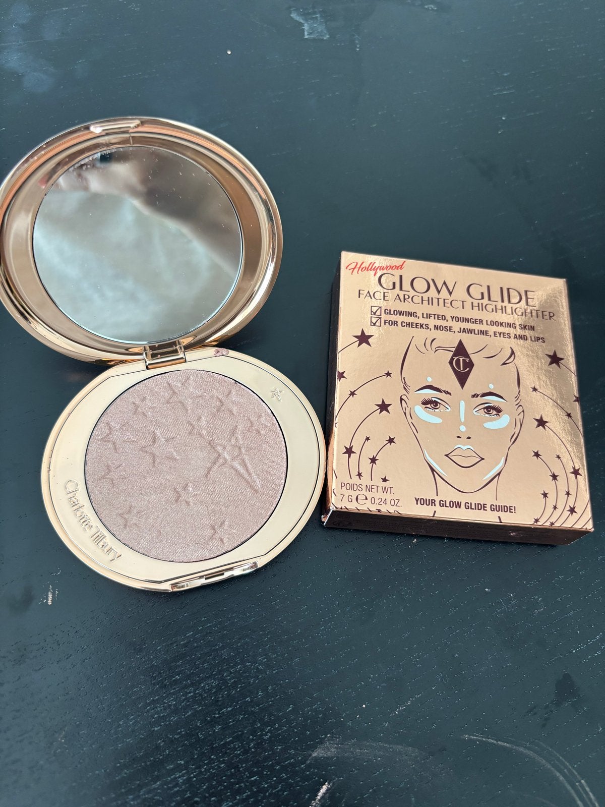 Charlotte Tilbury Hollywood Glow Glide Face Architect Highli, Gehele gezicht, Ophalen of Verzenden, Zo goed als nieuw, Make-up