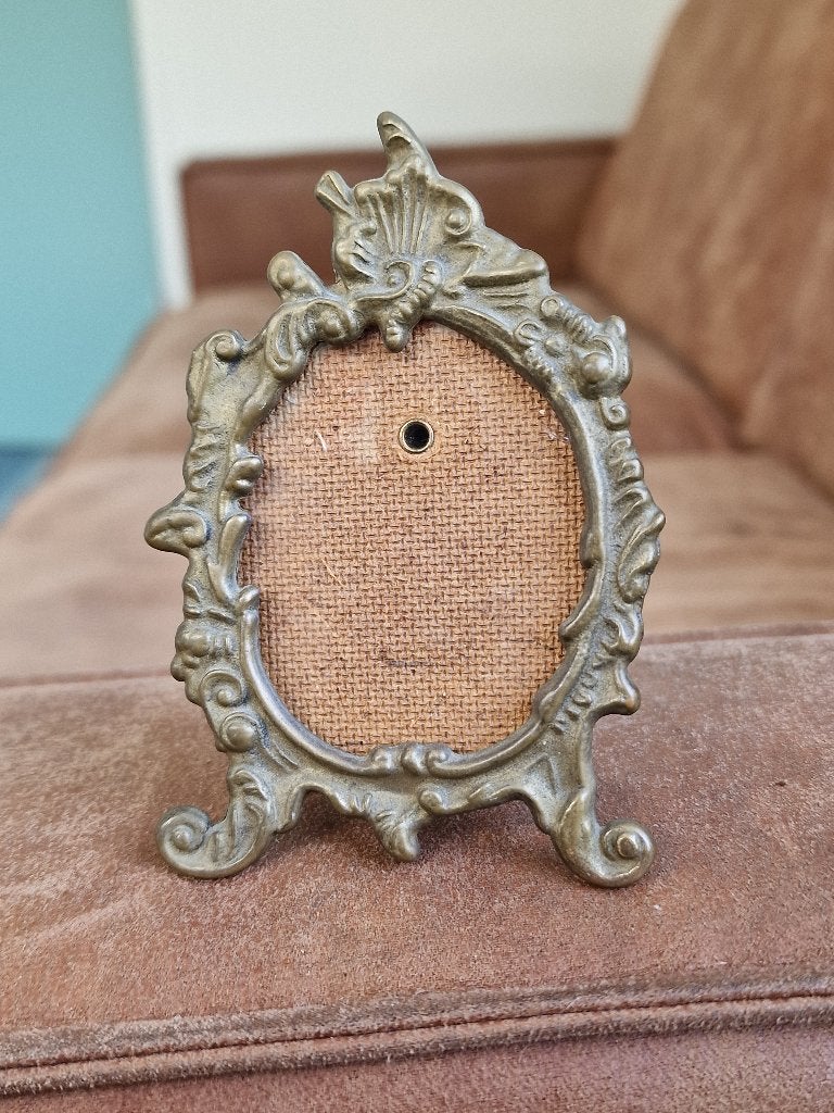 Vintage Barok Fotolijstje – Messing/Koper – Ovaal, Antiek en Kunst, Ophalen of Verzenden