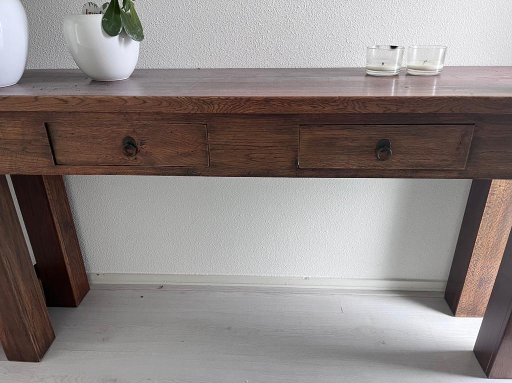 Antique sidetable, Ophalen, Zo goed als nieuw, 150 tot 200 cm, 25 tot 50 cm