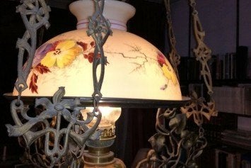 Te koop antieke majolica hanglamp, Antiek en Kunst, Antiek | Lampen, Ophalen