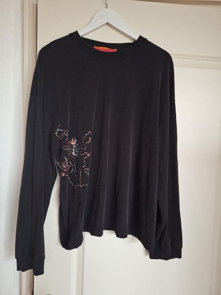 L.A. Dreamer Zwarte Top met Glitter Detail - Maat S/M, L.A. Dreamer, Zwart, Ophalen of Verzenden, Lange mouw
