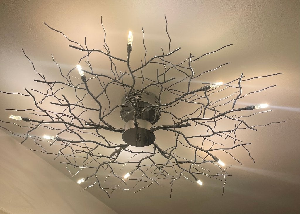 Plafondlamp met takken 85 cm, LED, Huis en Inrichting, Lampen | Plafondlampen, Ophalen, Zilver, Inclusief lichtbron, Modern