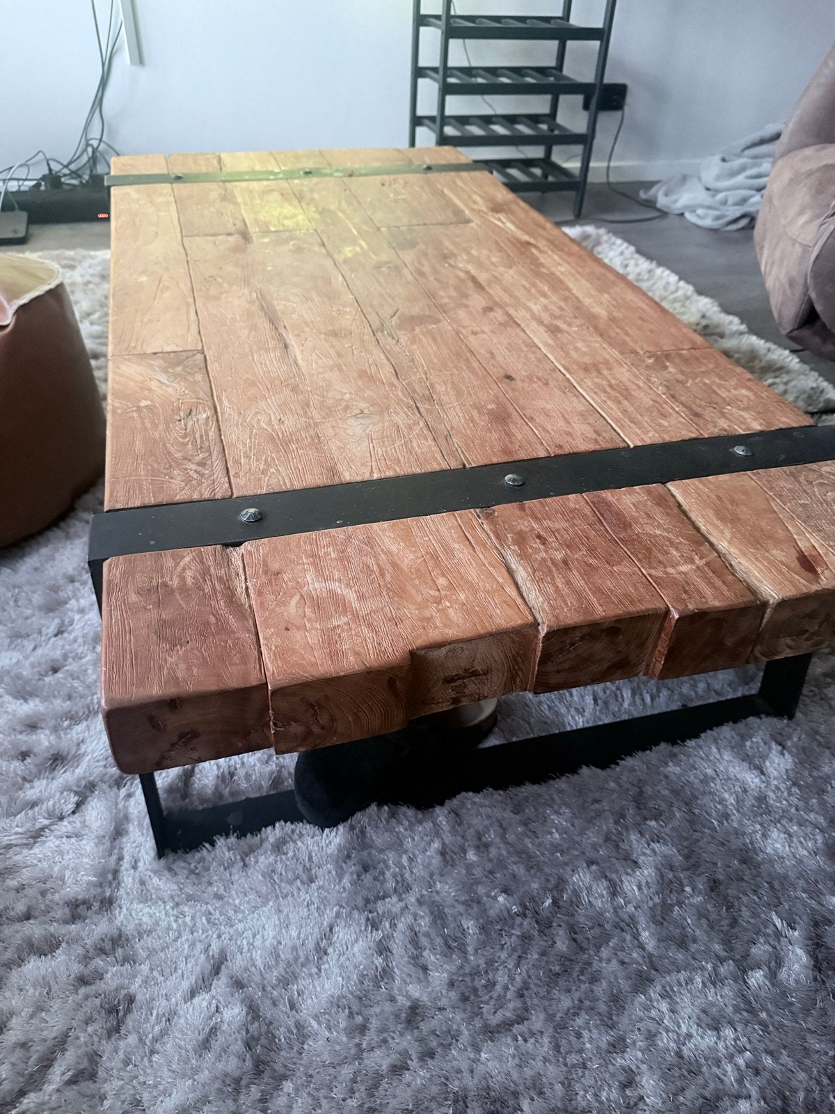 Salontafel met gietijzeren poten, Ophalen, Gebruikt, 100 tot 150 cm, 50 tot 100 cm