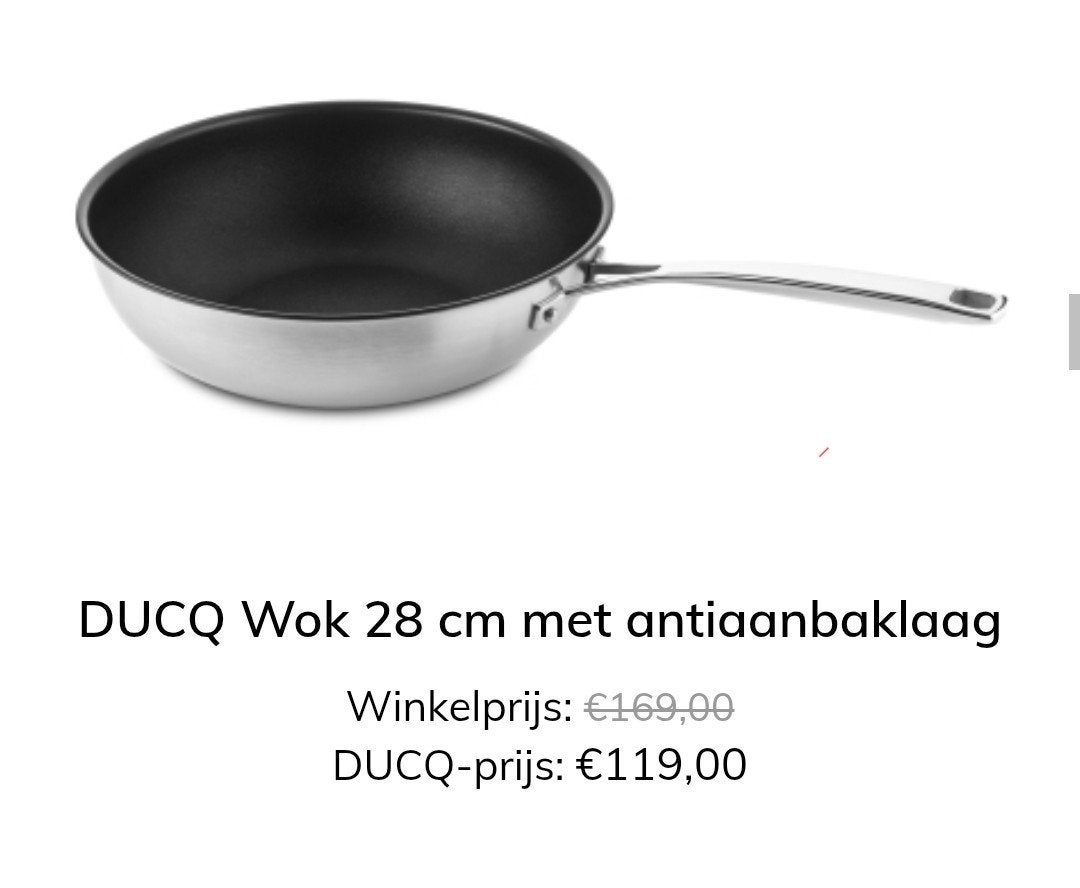 DUCQ Wok 28cm Nieuw, Gietijzer, Nieuw, Ophalen of Verzenden, Antiaanbaklaag