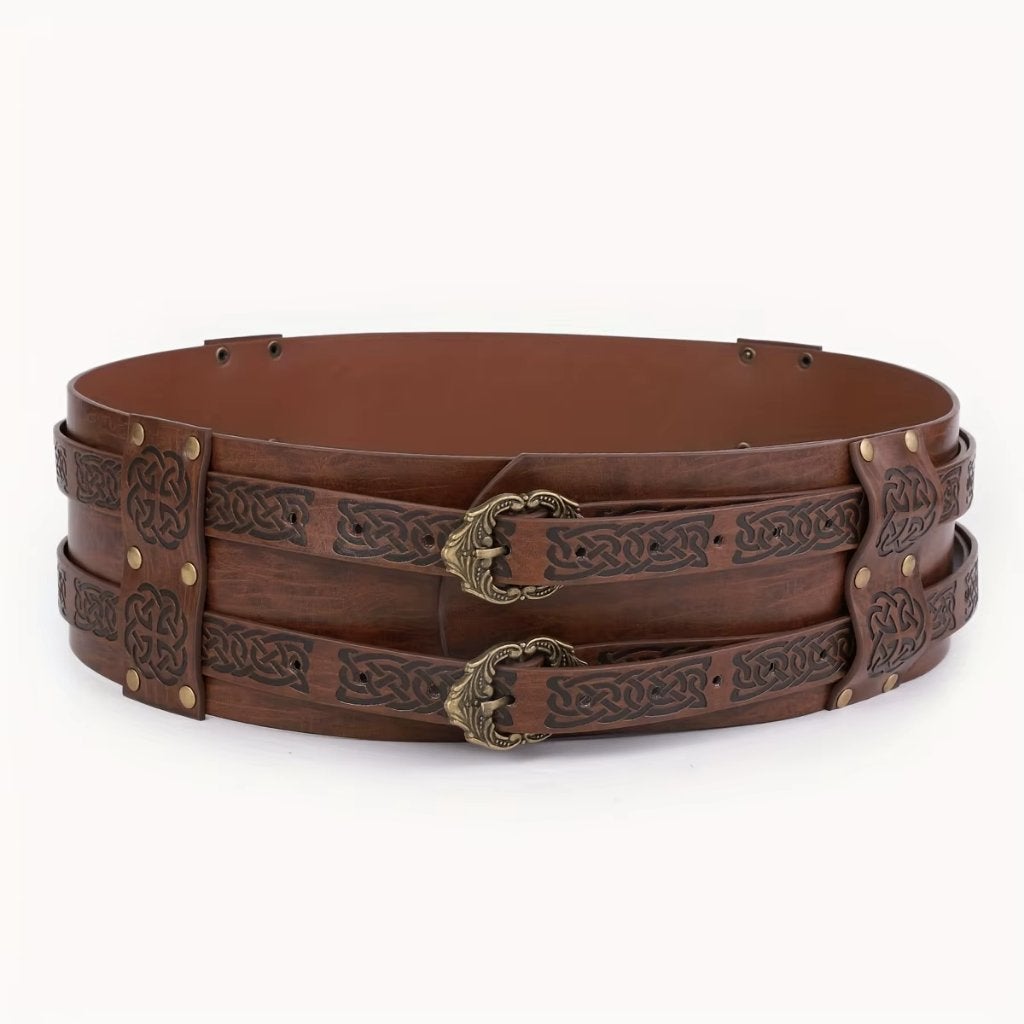 Dubbele bruine heren riem (viking piraat middeleeuwse), Kleding | Heren, Riemen en Ceinturen, Nieuw, Riem of Ceintuur, Bruin, Verzenden