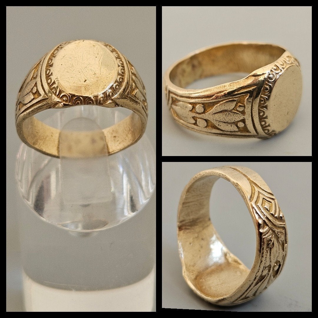 antiek goudvergulde zegelring., Ophalen of Verzenden, Overige materialen, Ring, Verguld