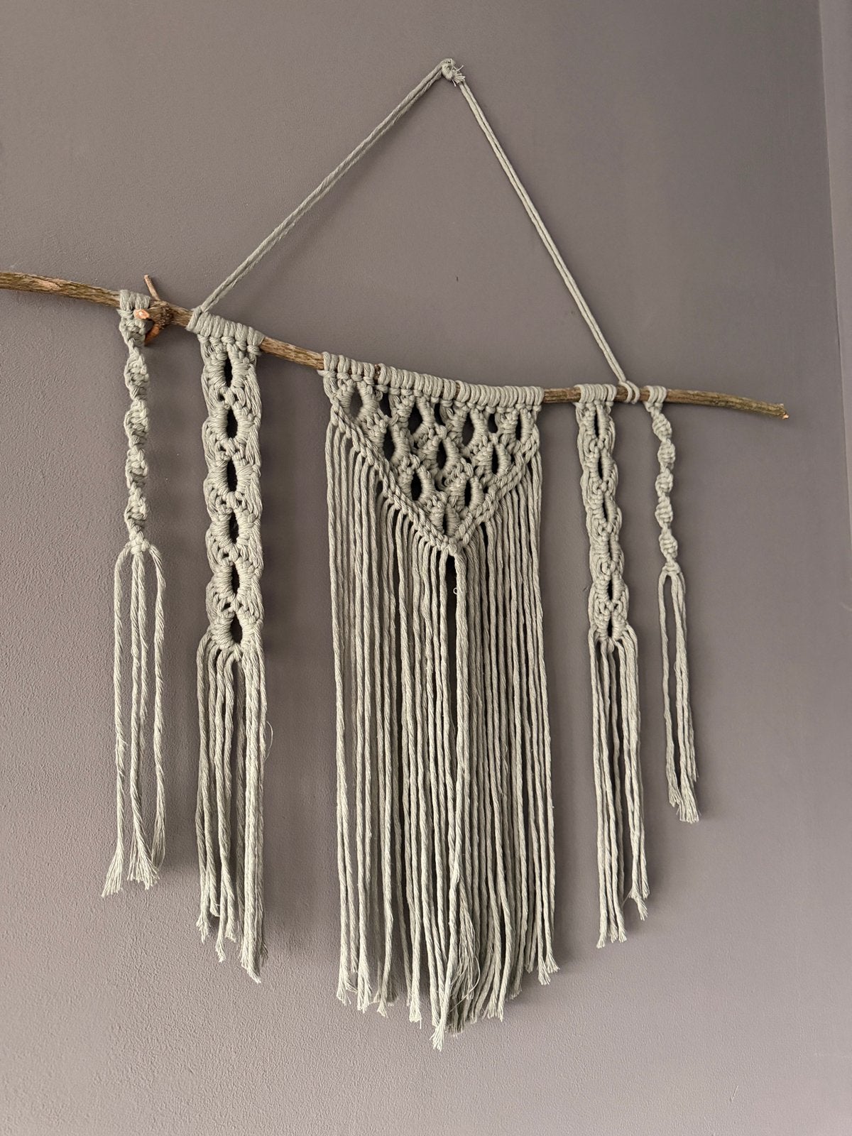 Boho wandhanger macramé groen, Eigen ontwerp, Groen, 74 cm, 80 cm