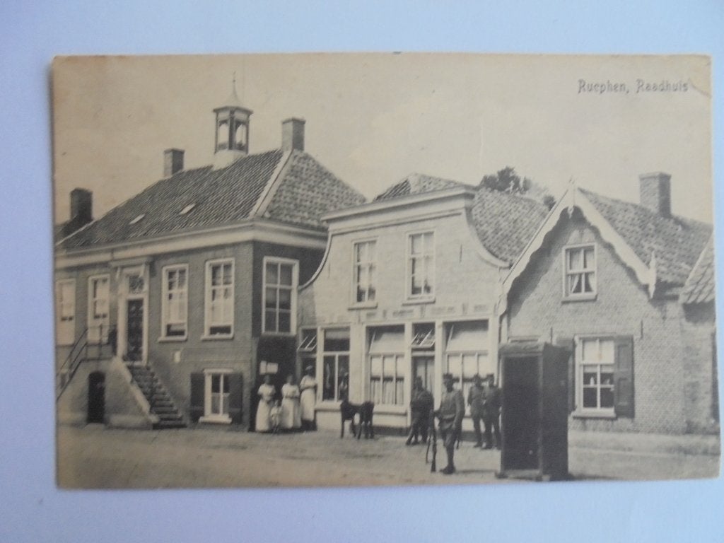 RUCPHEN Raadhuis , wachthuisje en gemobiliseerde militairen, Ophalen of Verzenden, Voor 1920, Ongelopen, Noord-Brabant