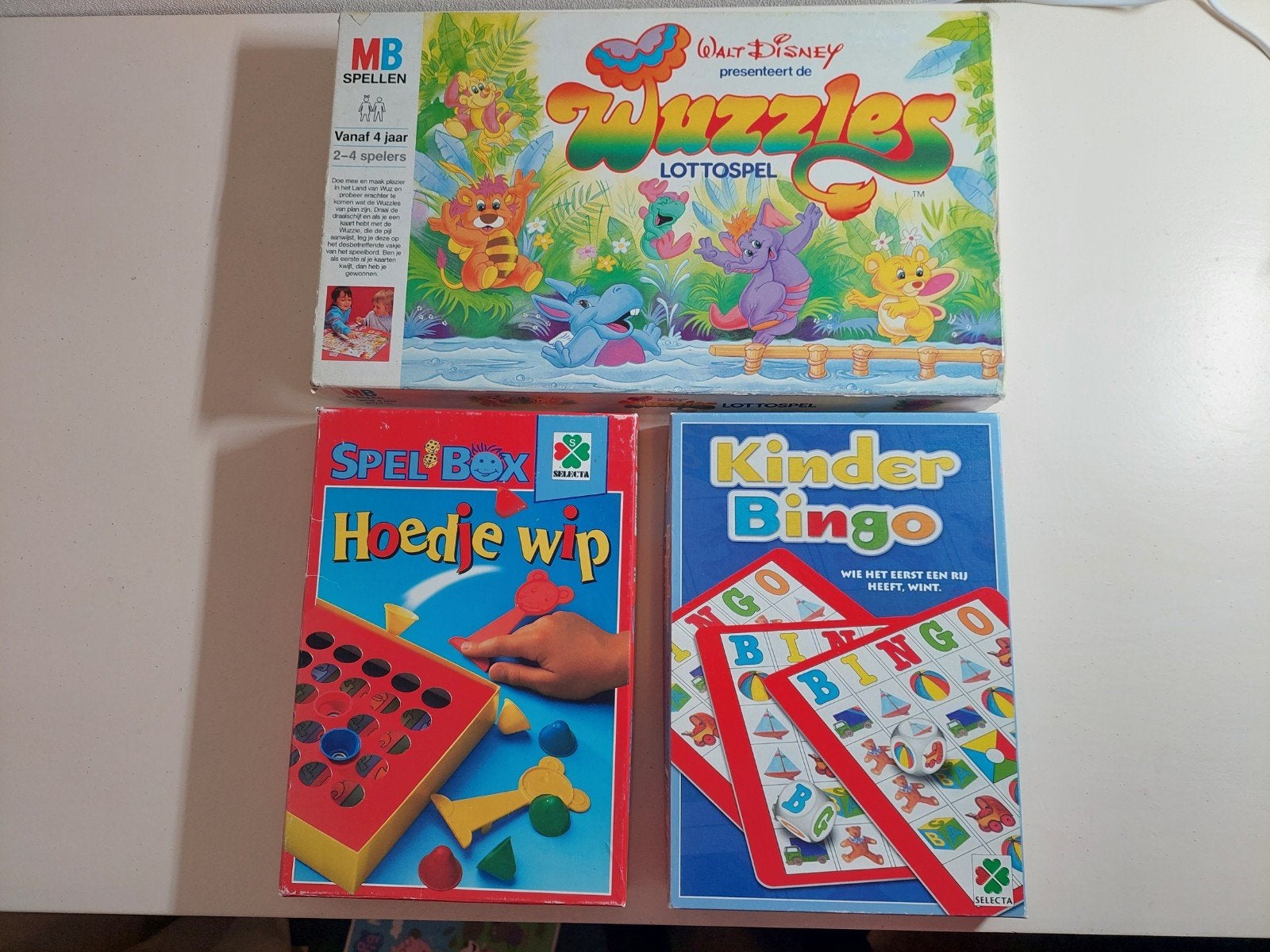 3 spellen: Hoedje Wip, Wuzzles Lottospel, Kinder Bingo, Ophalen of Verzenden, Gebruikt