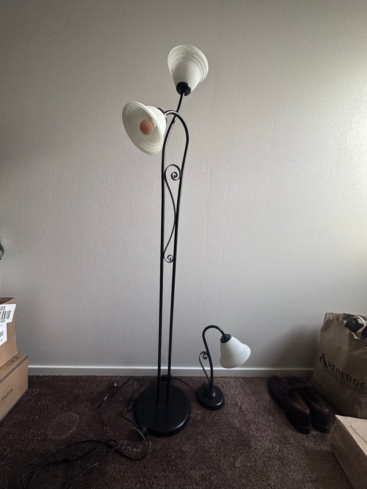 Set van 2 lampen: staande lamp en tafellamp, Ophalen, Gebruikt, Overige fittingen, Retro vintage