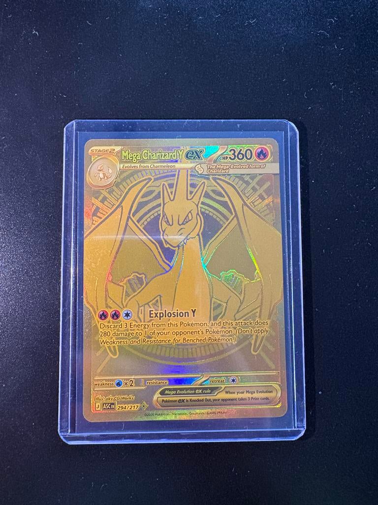 Mega Charizard Y EX 294/217 Gouden Pokémon Kaart. PSAwaardig, Hobby en Vrije tijd, Verzamelkaartspellen | Pokémon, Ophalen of Verzenden