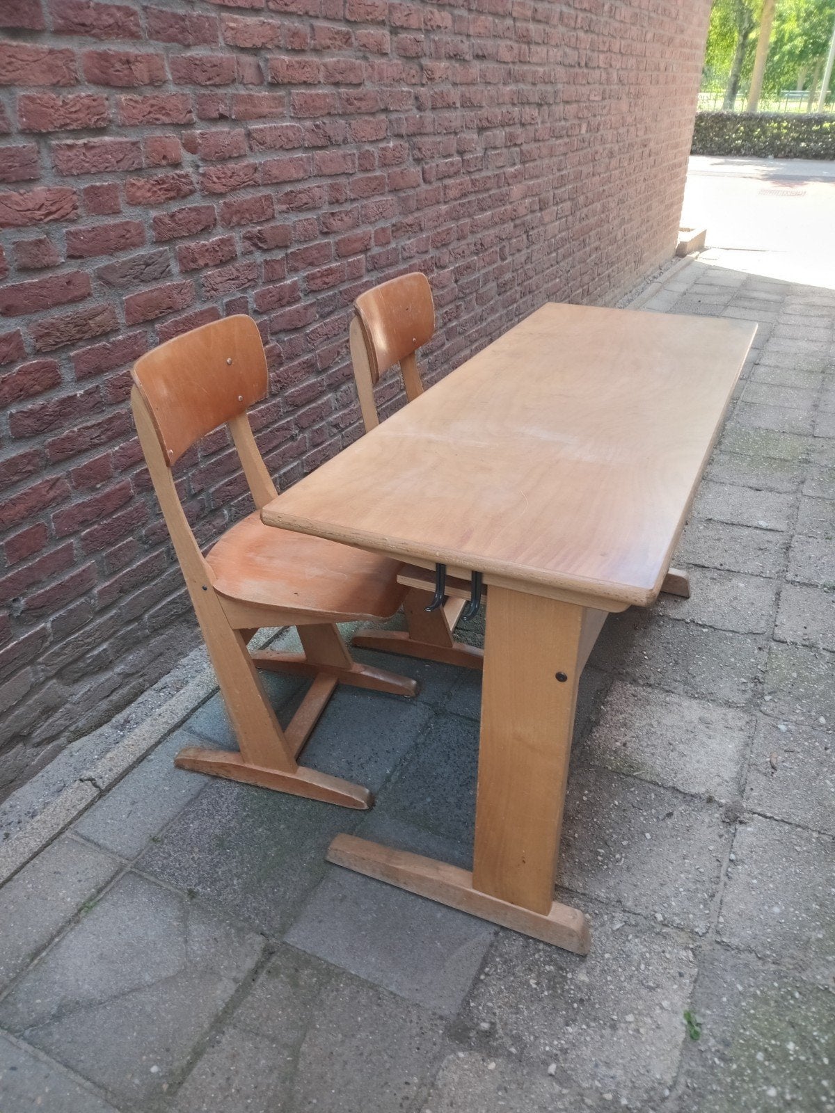 Casala Vintage Hoge Industriële set Schoolstoelen Plywood, Ophalen