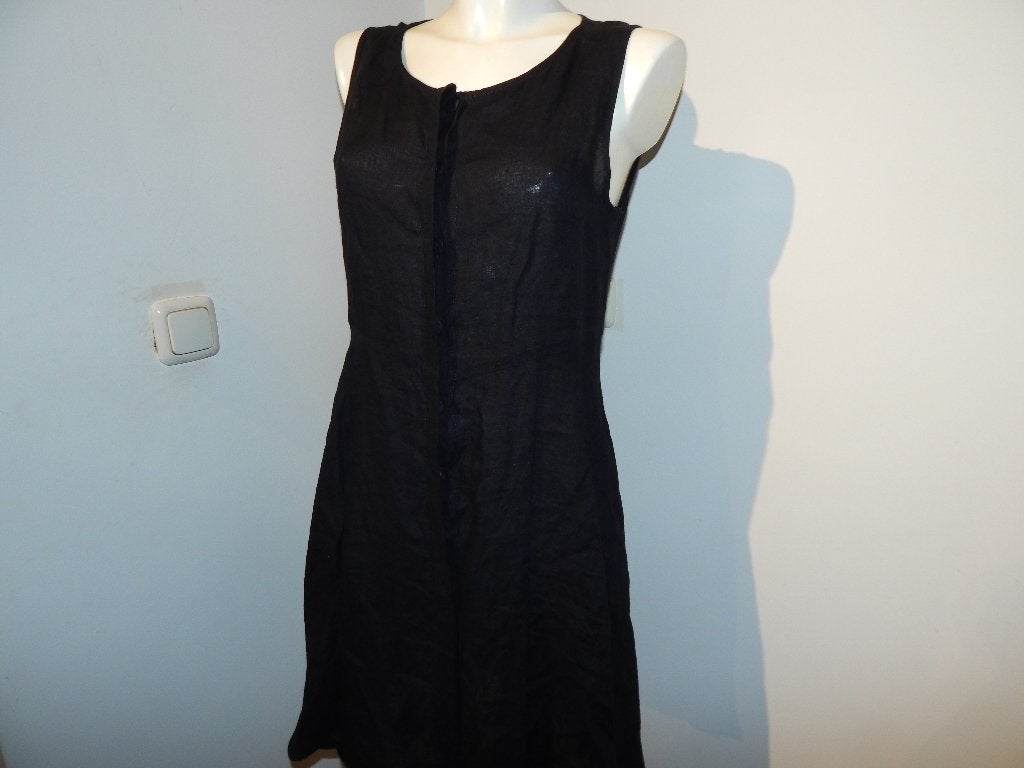 Sarah Pacini zwarte linnen jurk door knoop model mt 38/40, Maat 38/40 (M), Verzenden, Sarah Pacini, Zwart