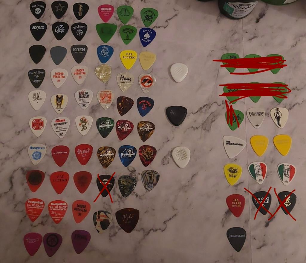 Grote collectie gitaar plectrums (meer dan 50 stuks), Muziek en Instrumenten, Verzenden, Gebruikt, Elektrische gitaar