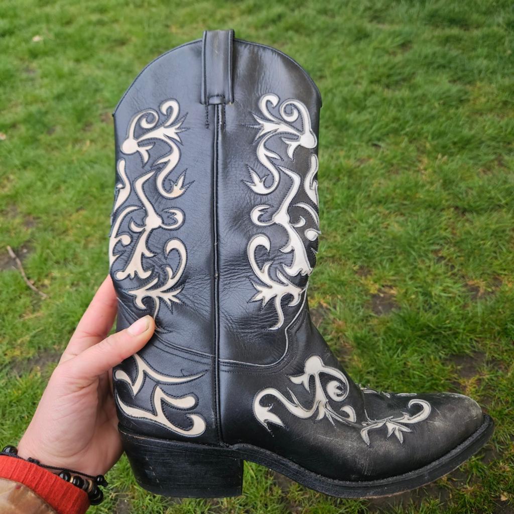 Echte Tony Mora Cowboy Laarzen - Zwart met Wit maat 39, Kleding | Dames, Schoenen, Hoge laarzen, Zwart, Ophalen of Verzenden, Tony Mora