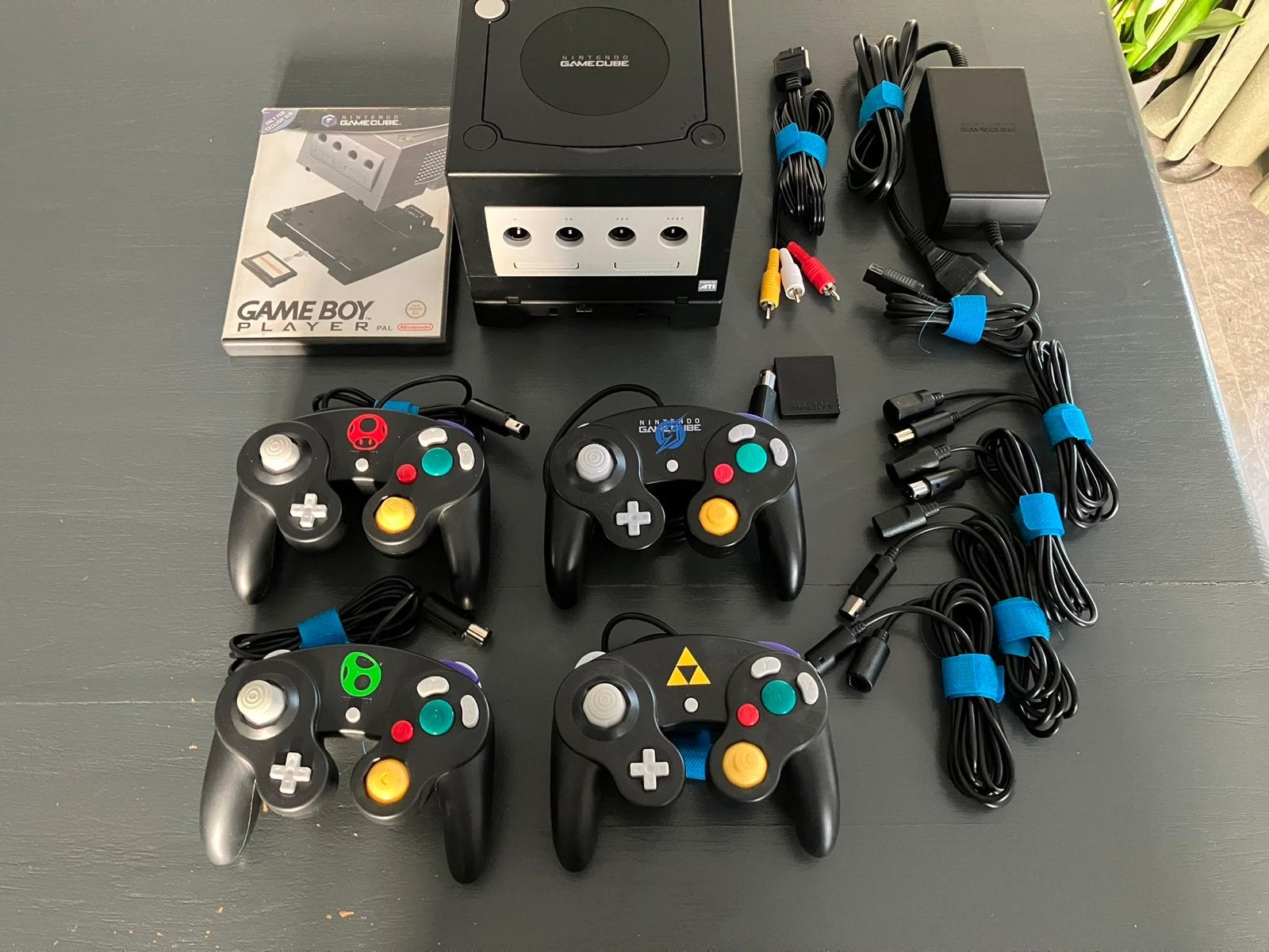 Nintendo GameCube 4-speler pakket met GameBoy Player & disc, Gebruikt, Zwart, Ophalen of Verzenden, Met geheugenkaart