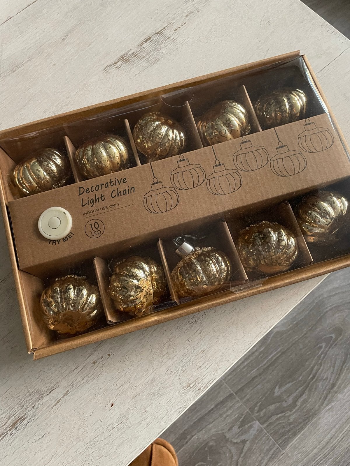 Decoratieve Lichtketting Goudkleurige Pompoenen 10 LED, Ophalen, Overige stijlen, Nieuw, Kunststof